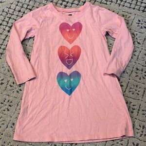 Tea Collection Pink and Red Long Sleeve Heart Dress Sz 4T